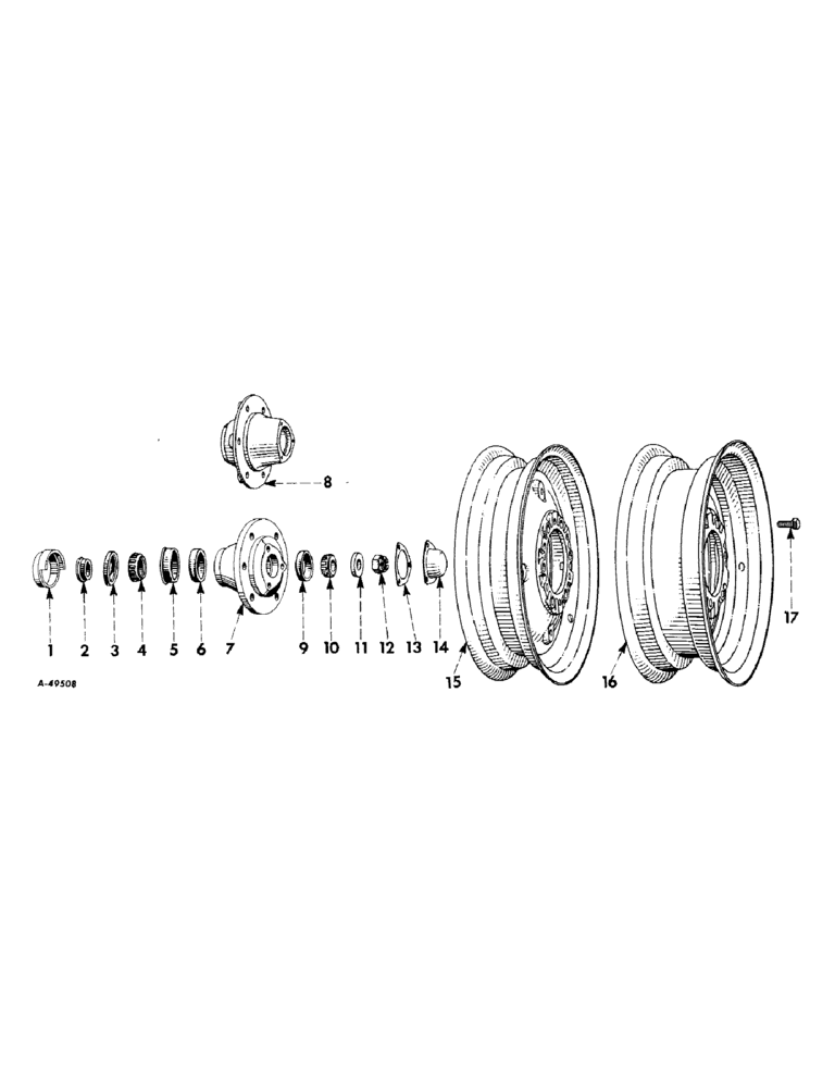 Схема запчастей Case IH 2424 - (121) - WHEELS, FRONT WHEELS (11) - WHEELS