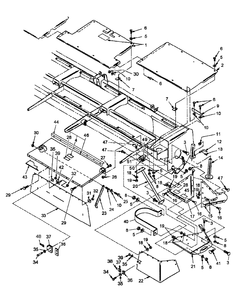 Схема запчастей Case IH RDX161 - (014) - SHIELDING LEFT SIDE (90) - PLATFORM, CAB, BODYWORK AND DECALS