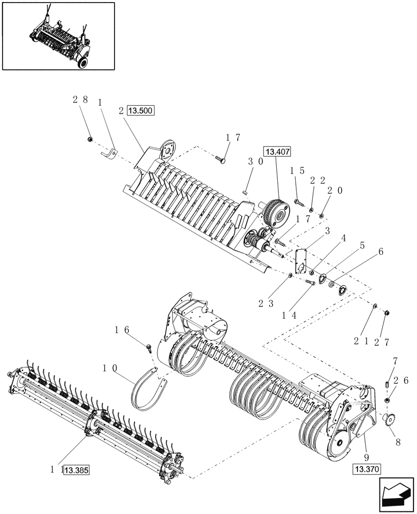 Схема запчастей Case IH RB464 - (13.345) - 1.8M DUAL CAM WIDE PICKUP & STUFFER FEEDER, NORTH AMERICA, DRY HAY (13) - FEEDER