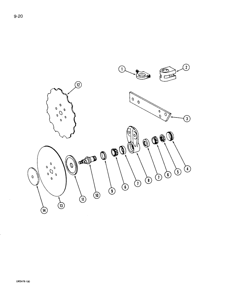 Схема запчастей Case IH 730 - (9-20) - ROLLING COLTER, SHEAR BOLT TYPE WITH 20 INCH DISC 