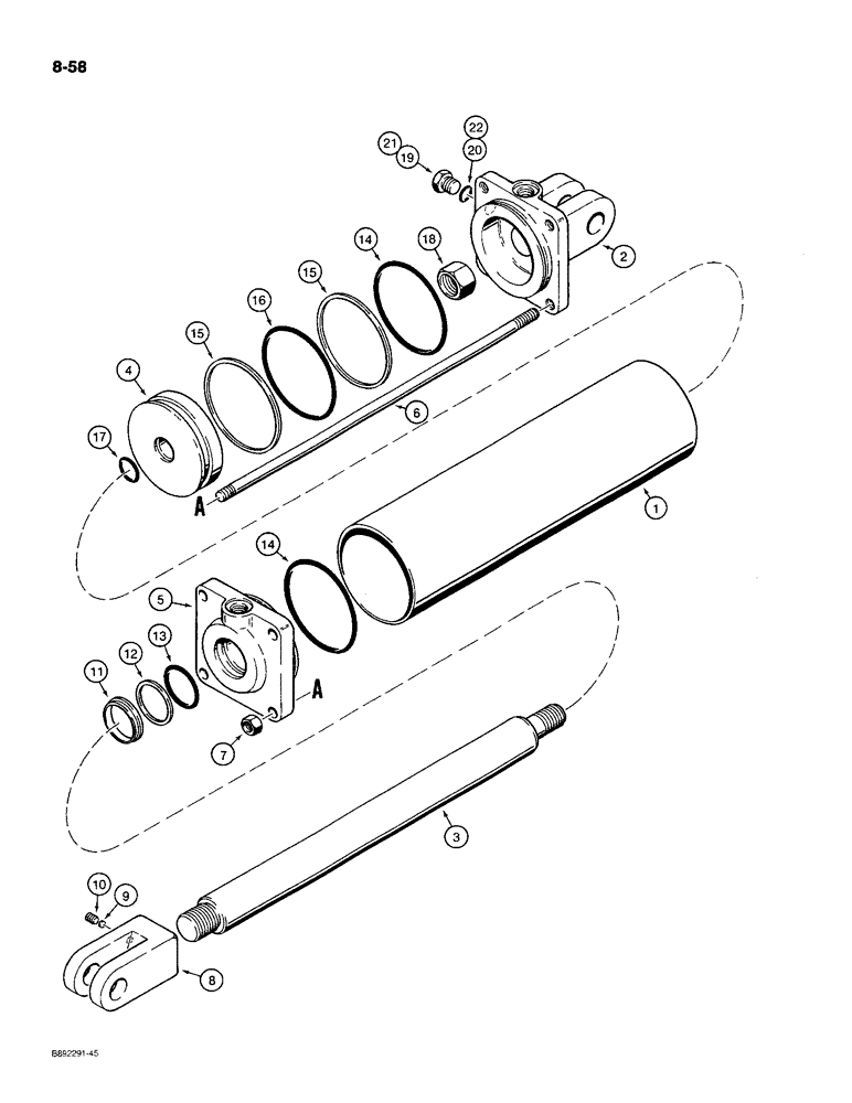 Схема запчастей Case IH 780 - (8-58) - TRANSPORT LIFT CYLINDER, 142687C91, TIE-BOLT TYPE, 5 INCH ID (08) - HYDRAULICS