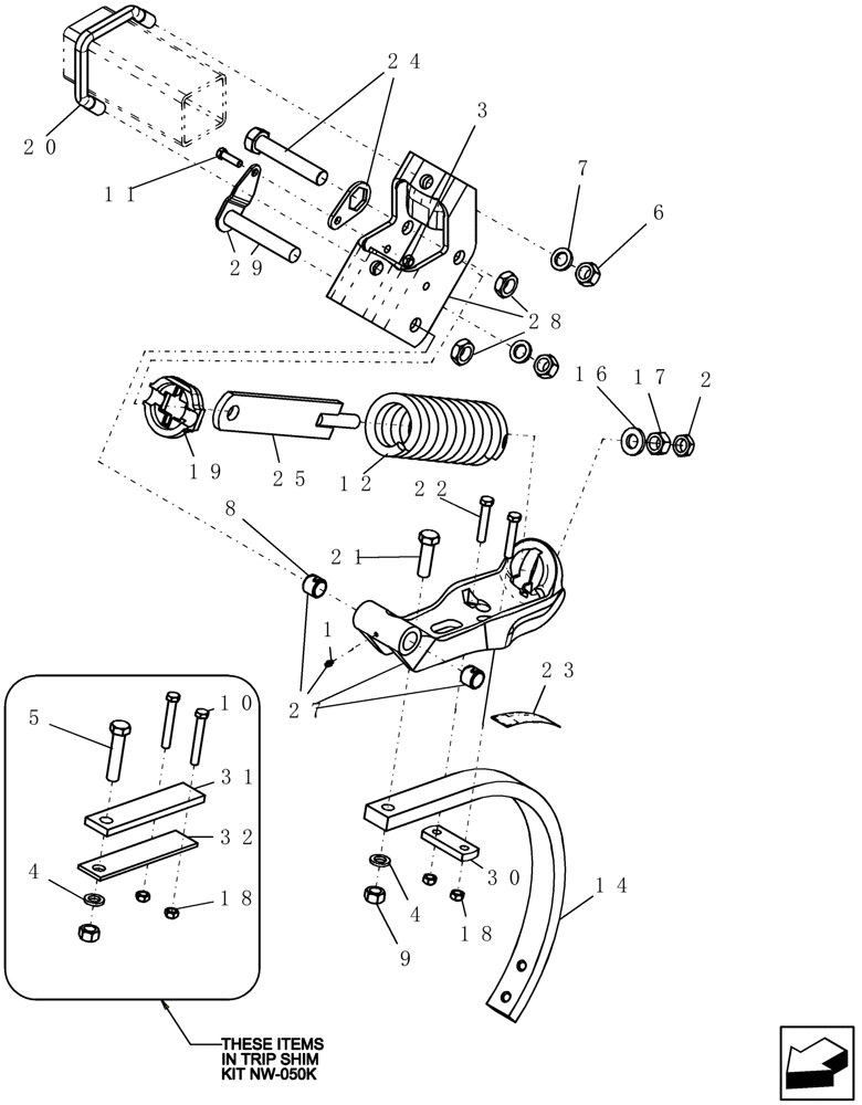 Схема запчастей Case IH 400 - (75.200.50) - 550 POUND RELEASE TRIPS AND SHANKS (75) - SOIL PREPARATION