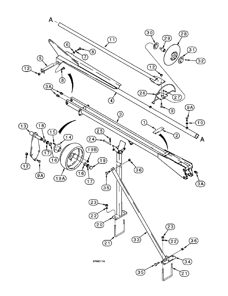 Схема запчастей Case IH 955 - (9E-18) - ROW MARKER ARM AND EXTENSION, 24 ROW NARROW - FRONT FOLD (09) - CHASSIS/ATTACHMENTS