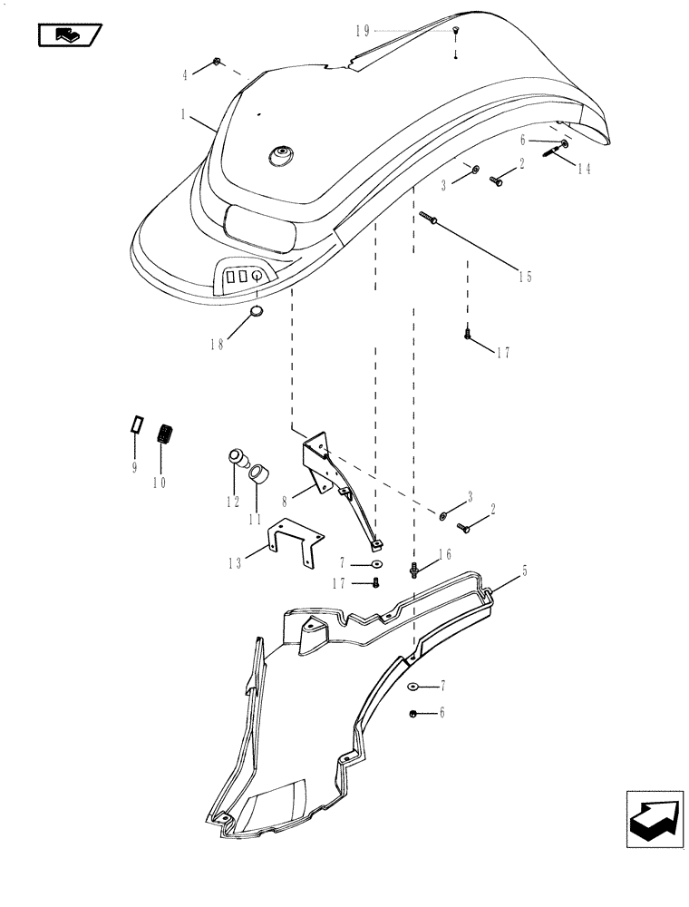 Схема запчастей Case IH MAGNUM 210 - (90.116.02[02]) - FENDERS, REAR, WIDE (90) - PLATFORM, CAB, BODYWORK AND DECALS