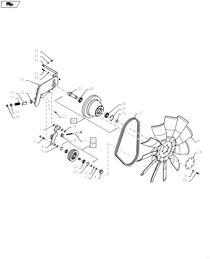 Схема запчастей Case IH 635 - (10.402.03[01]) - ENGINE FAN DRIVE ASSY (10) - ENGINE