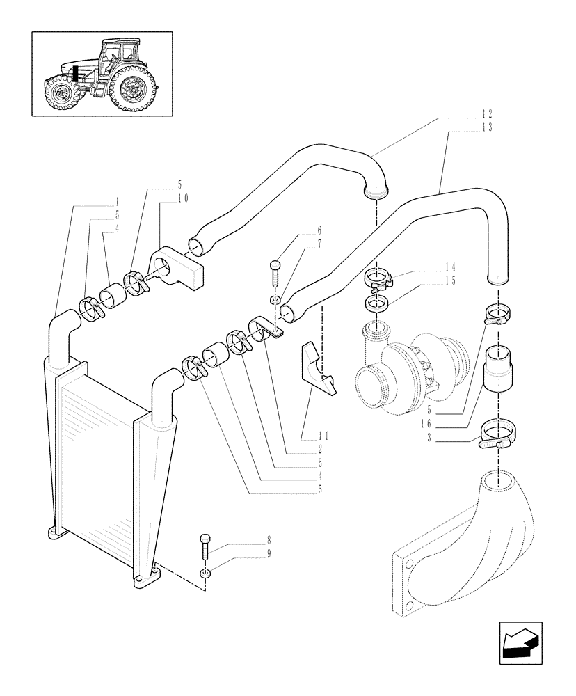 Схема запчастей Case IH MXU115 - (1.19.6/02) - INTERCOOLER AND PIPES (02) - ENGINE EQUIPMENT
