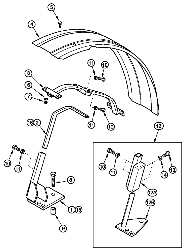 Схема запчастей Case IH MX150 - (09-09) - FENDERS FRONT WHEEL (90) - PLATFORM, CAB, BODYWORK AND DECALS