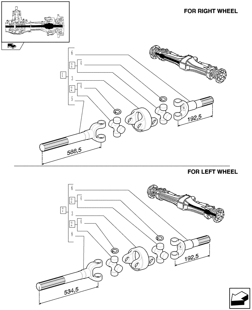 Схема запчастей Case IH FARMALL 90 - (1.40.0/10A) - 4WD FRONT AXLE - DIFFERENTIAL SHAFT - BREAKDOWN (04) - FRONT AXLE & STEERING
