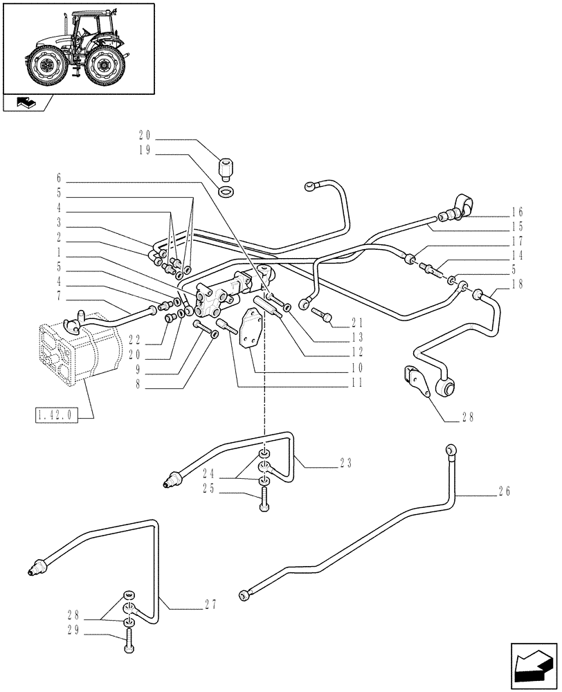Схема запчастей Case IH FARMALL 95 - (1.82.714) - TRAILER BRAKE VALVE - FOR HIGH CLEARANCE VERSION (VAR.335370-336370-337370-743516) (07) - HYDRAULIC SYSTEM