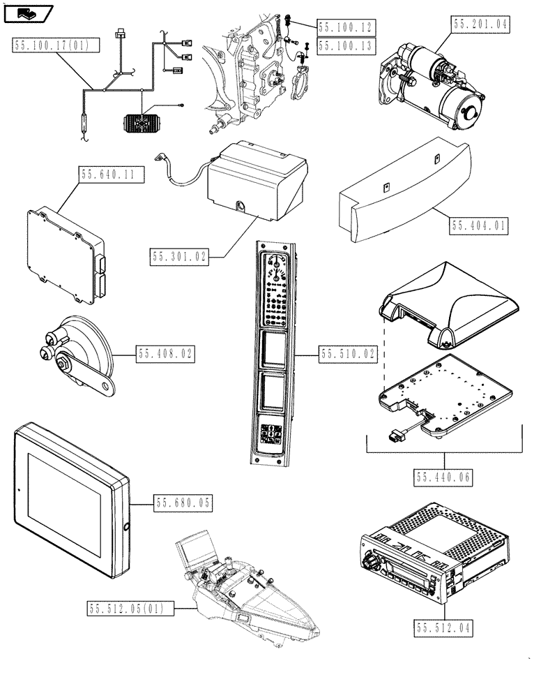 Схема запчастей Case IH MAGNUM 190 - (00.000.55) - PICTORIAL INDEX - ELECTRICAL SYSTEMS (00) - GENERAL & PICTORIAL INDEX