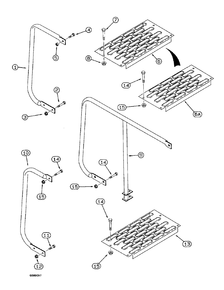 Схема запчастей Case IH 2055 - (9F-23C) - ACCESS STEP HANDRAILS & TREADS (12) - CHASSIS