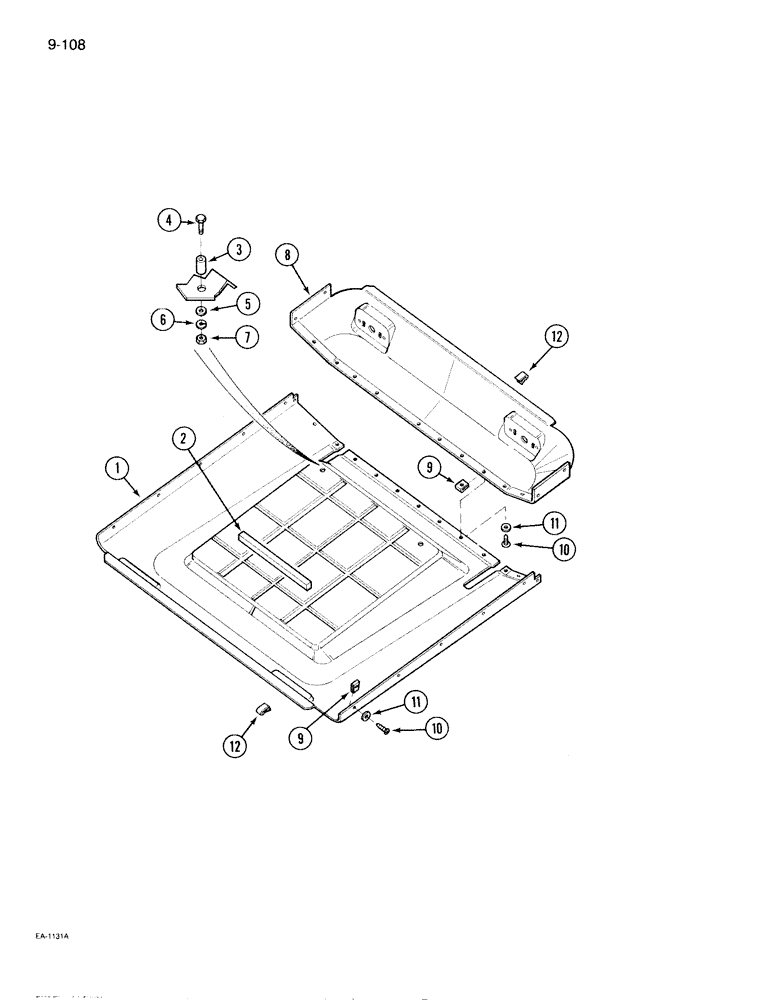 Схема запчастей Case IH 595 - (9-108) - ROLL OVER PROTECTION FRAME, 2 POST CANOPY HEADLINER TRIM (09) - CHASSIS/ATTACHMENTS