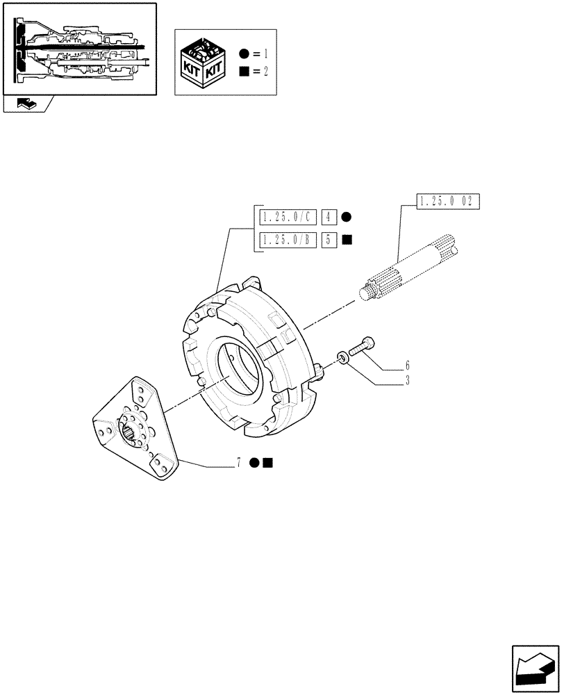 Схема запчастей Case IH FARMALL 70 - (1.25.0/01[01]) - SINGLE LEVER PTO - CLUTCH - C6859 (VAR.335250) (03) - TRANSMISSION
