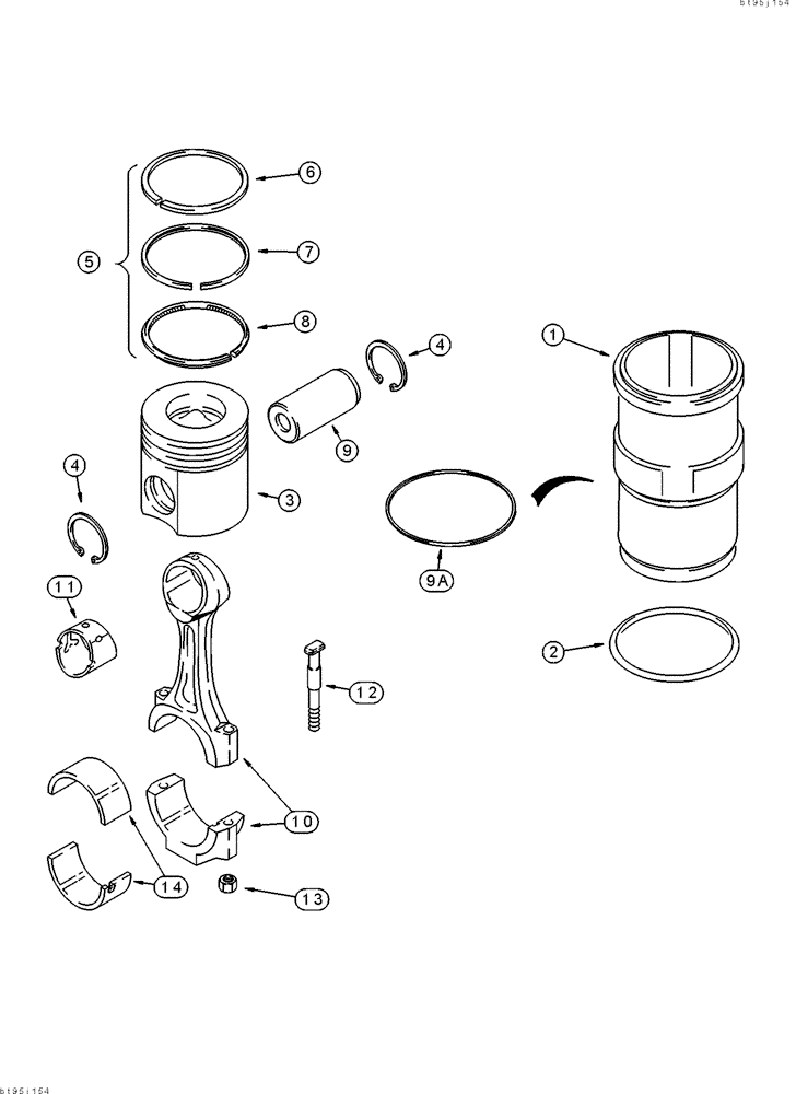 Схема запчастей Case IH 2155 - (2-47A) - PISTON AND SLEEVE, 6TA-830 EMISSIONS CERTIFIED ENGINE, COTTON PICKER P.I.N. JJC0156230 AND AFTER (01) - ENGINE
