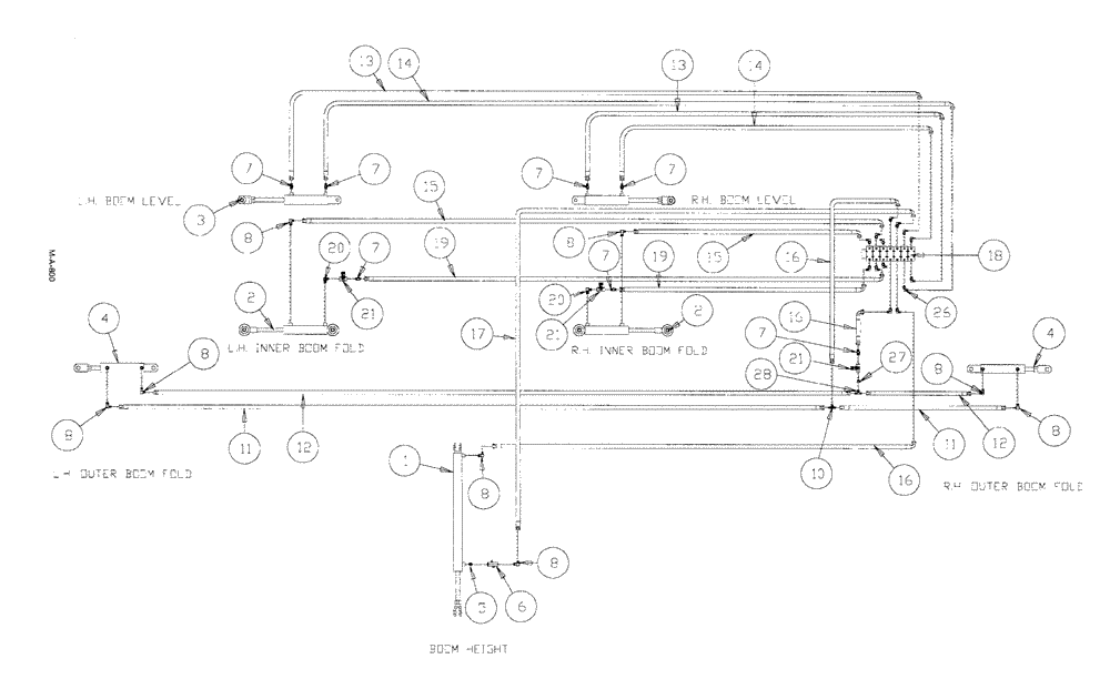 Схема запчастей Case IH SPX3185 - (06-014) - HYDRAULIC PLUMBING - 75 BOOM Hydraulic Plumbing