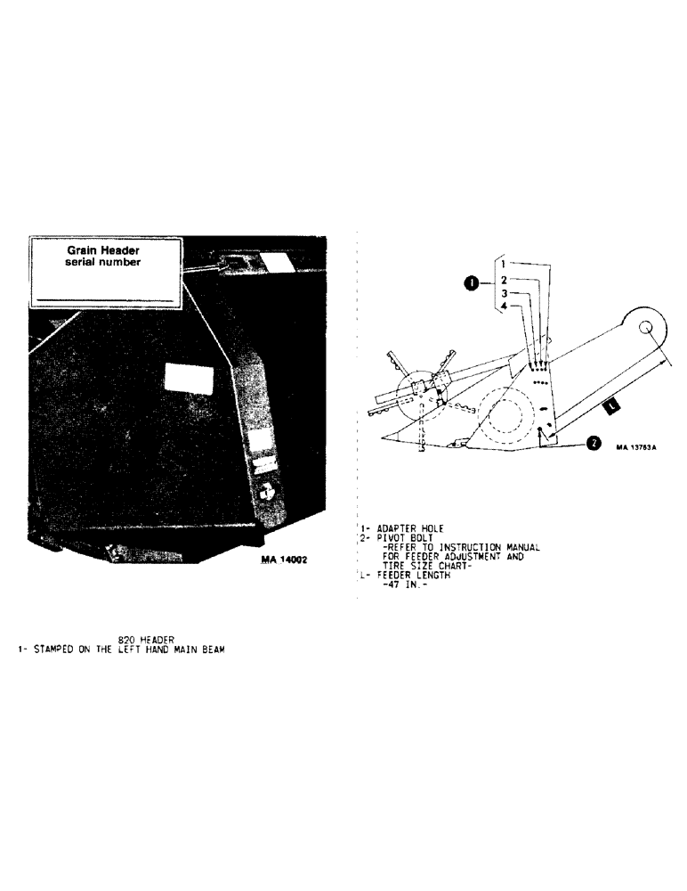 Схема запчастей Case IH 1420 - (00-08) - INTRODUCTION - HEADER SERIAL NUMBER LOCATION (00) - GENERAL