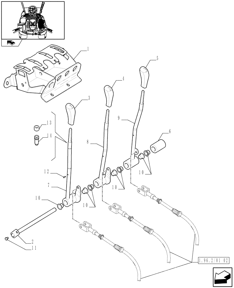 Схема запчастей Case IH PUMA 140 - (1.96.2/01[01]) - 3 MECHANICAL REAR REMOTE CONTROL VALVES - CONTROL VALVE CONTROL (VAR.333844) (10) - OPERATORS PLATFORM/CAB