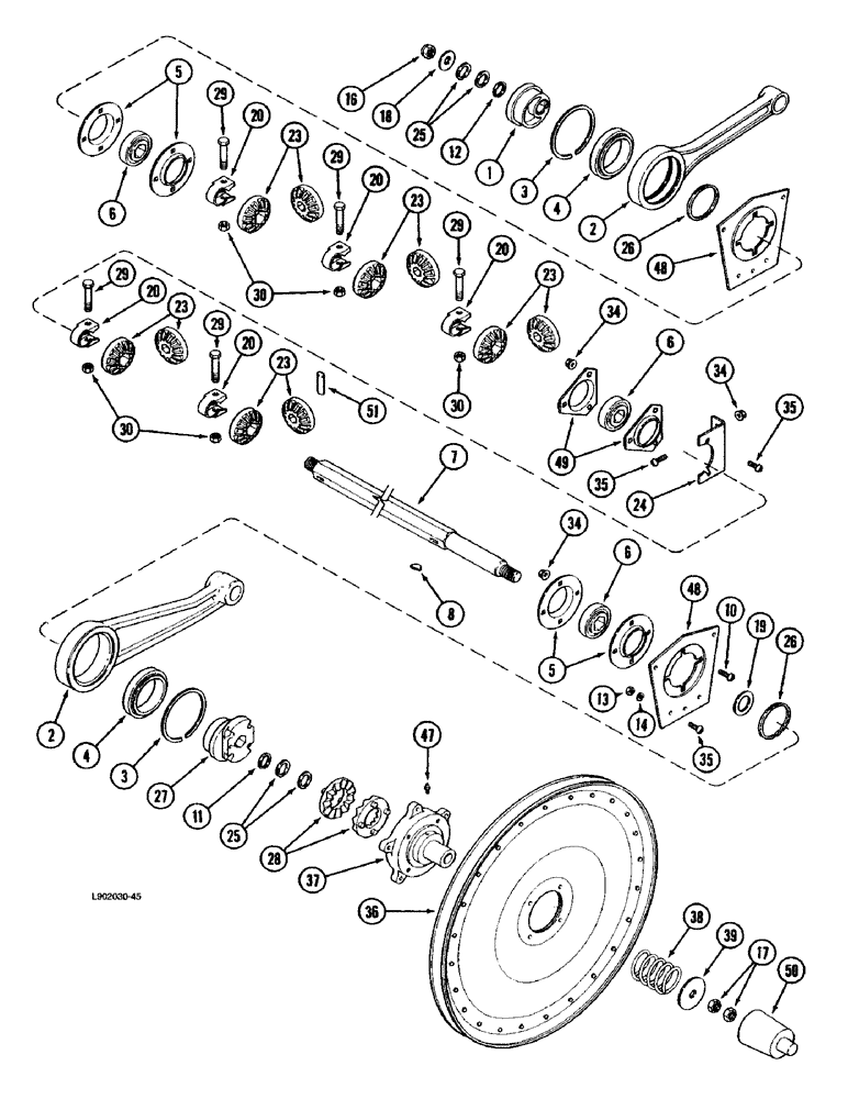Схема запчастей Case IH 1670 - (9B-36) - CHAFFER DRIVE HANGER LEVER AND SUPPORT (14) - ROTOR, CONCANVES & SIEVE