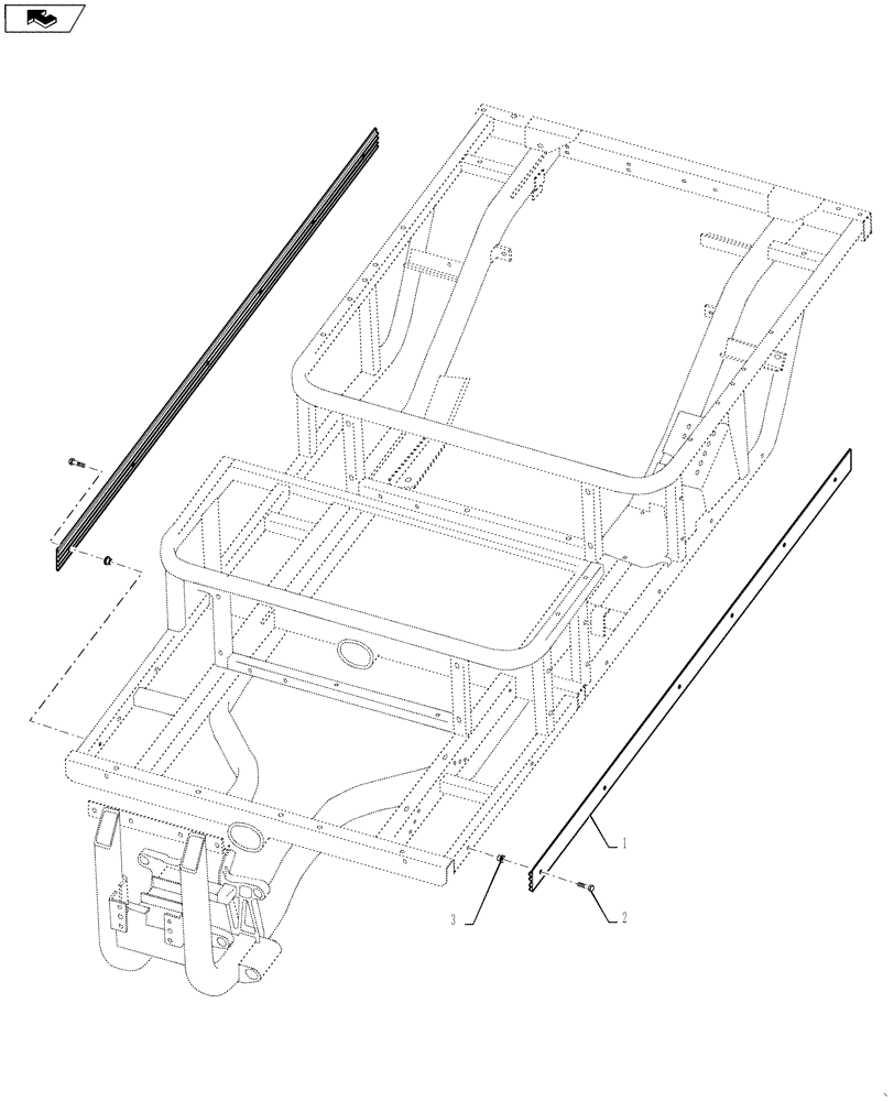 Схема запчастей Case IH SCOUT XL - (90.119.01[01]) - SIDE STRINGER - 4-SEATER (90) - PLATFORM, CAB, BODYWORK AND DECALS