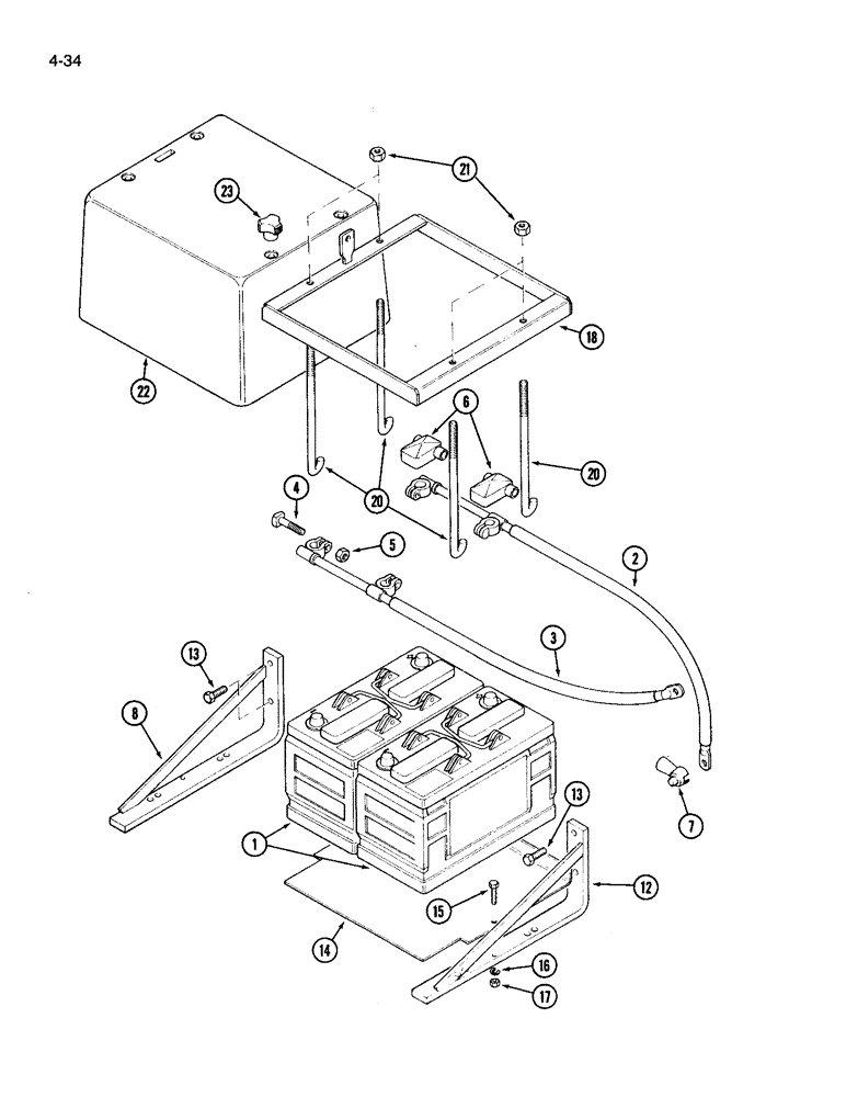 Схема запчастей Case IH 3594 - (4-034) - BATTERY, CABLES AND BATTERY BOX (04) - ELECTRICAL SYSTEMS