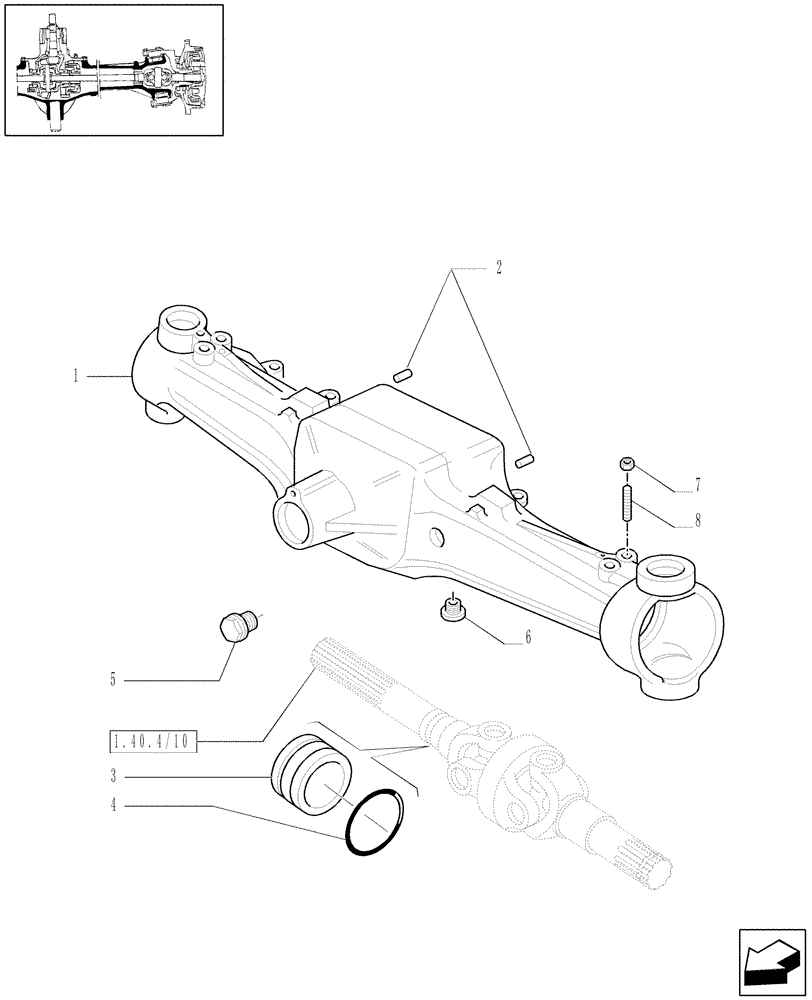 Схема запчастей Case IH MAXXUM 140 - (1.40. 4/01) - (CL.3) SUSPENDED FRONT AXLE W/MULTI-PLATE DIFF. LOCK & STRG SENSOR - BOX (VAR.330414) (04) - FRONT AXLE & STEERING