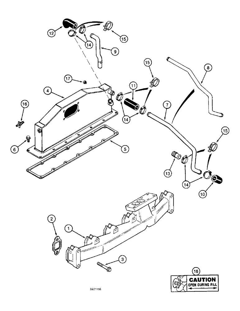 Схема запчастей Case IH 1800 - (2-18) - MANIFOLDS, 6TA-590 ENGINE (01) - ENGINE