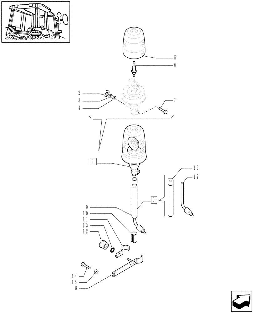 Схема запчастей Case IH PUMA 210 - (1.75.6/01) - (VAR.009-755) ROTARY BEACON (06) - ELECTRICAL SYSTEMS