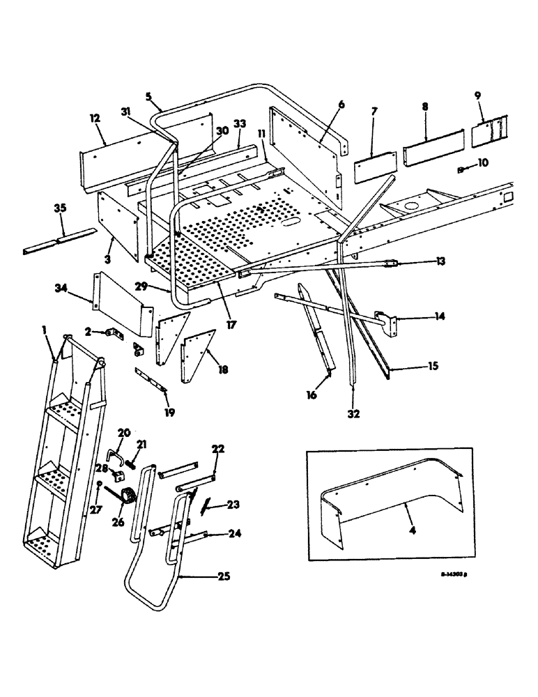 Схема запчастей Case IH 403 - (085) - OPERATORS DECK, LADDER, SHROUD AND SUPPORTS (90) - PLATFORM, CAB, BODYWORK AND DECALS