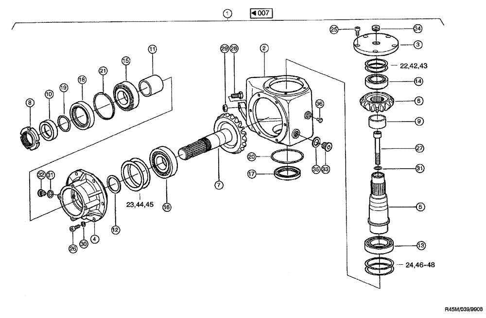Схема запчастей Case IH RU450 - (0039) - ANGULAR GEARBOX (R45M) (58) - ATTACHMENTS/HEADERS