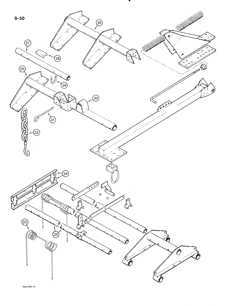 Схема запчастей Case IH 475 - (9-50) - MULCHER ATTACHMENT, ADJUSTABLE ANGLE (09) - CHASSIS/ATTACHMENTS