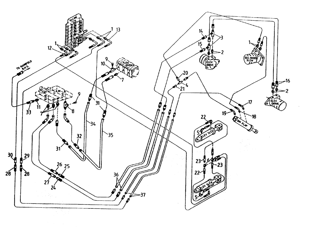 Схема запчастей Case IH 7700 - (B06-00) - HYDRAULIC CIRCUIT (ELEVATOR), UP TO AND INCLUDING SERIAL Hydraulic Components & Circuits