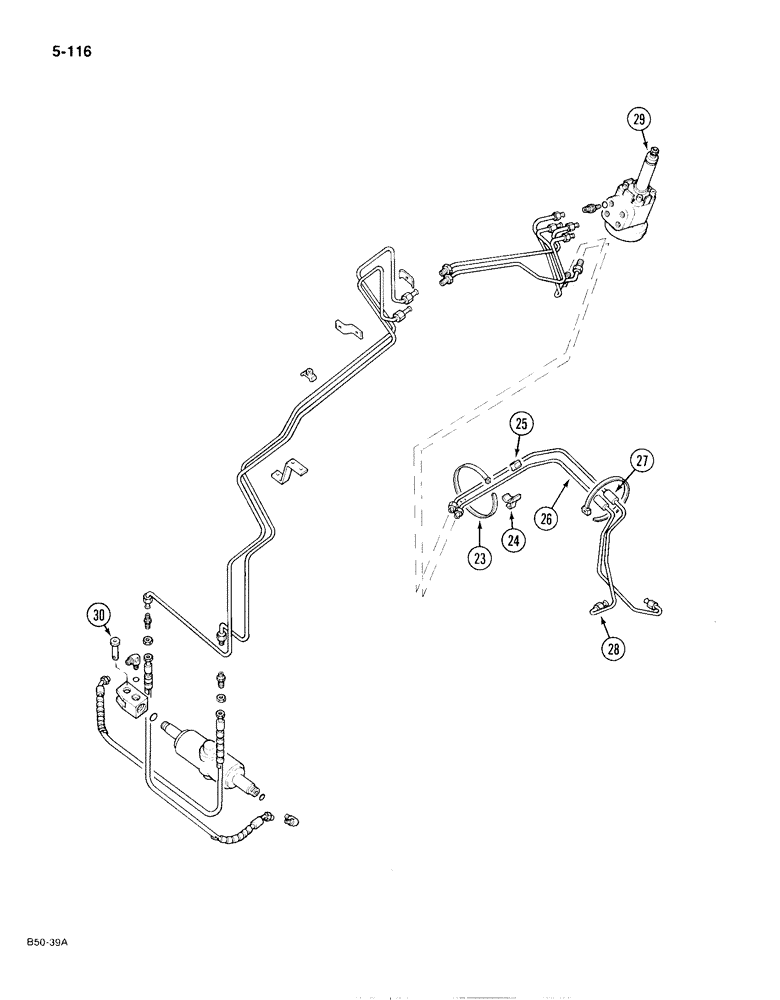 Схема запчастей Case IH 385 - (5-116) - POWER STEERING, ADJUSTABLE FRONT AXLE AND CAST BOLSTER, TRACTORS PRIOR TO P.I.N. 5287 (CONTD) (05) - STEERING