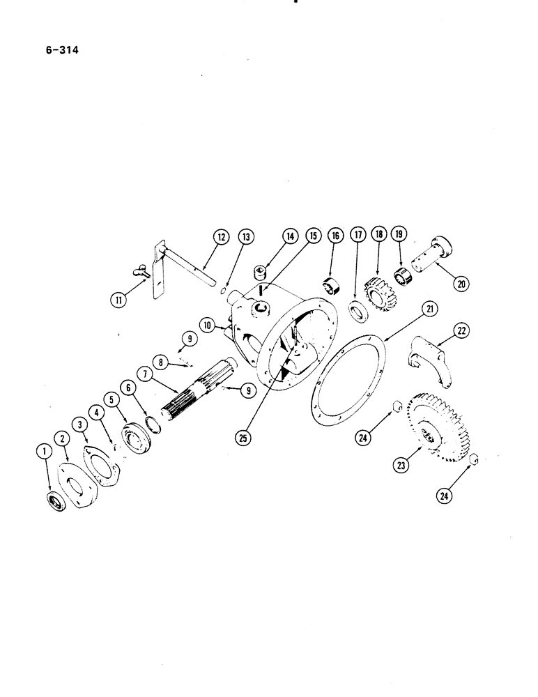 Схема запчастей Case IH 485 - (6-314) - SIDE DRIVE POWER TAKE OFF ATTACHMENT, TRACTORS WITH SINGLE OR DUAL SPEED PTO, PRIOR TO P.I.N. 18001 (06) - POWER TRAIN