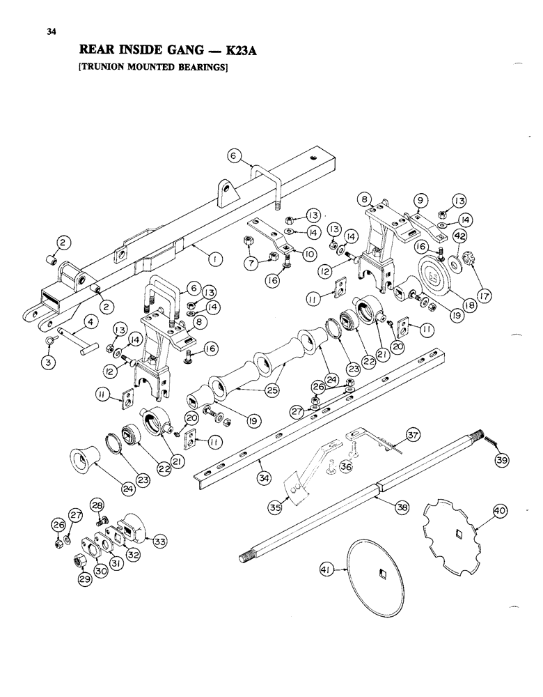 Схема запчастей Case IH K23A - (34) - REAR INSIDE GANG, TRUNION MOUNTED BEARINGS 