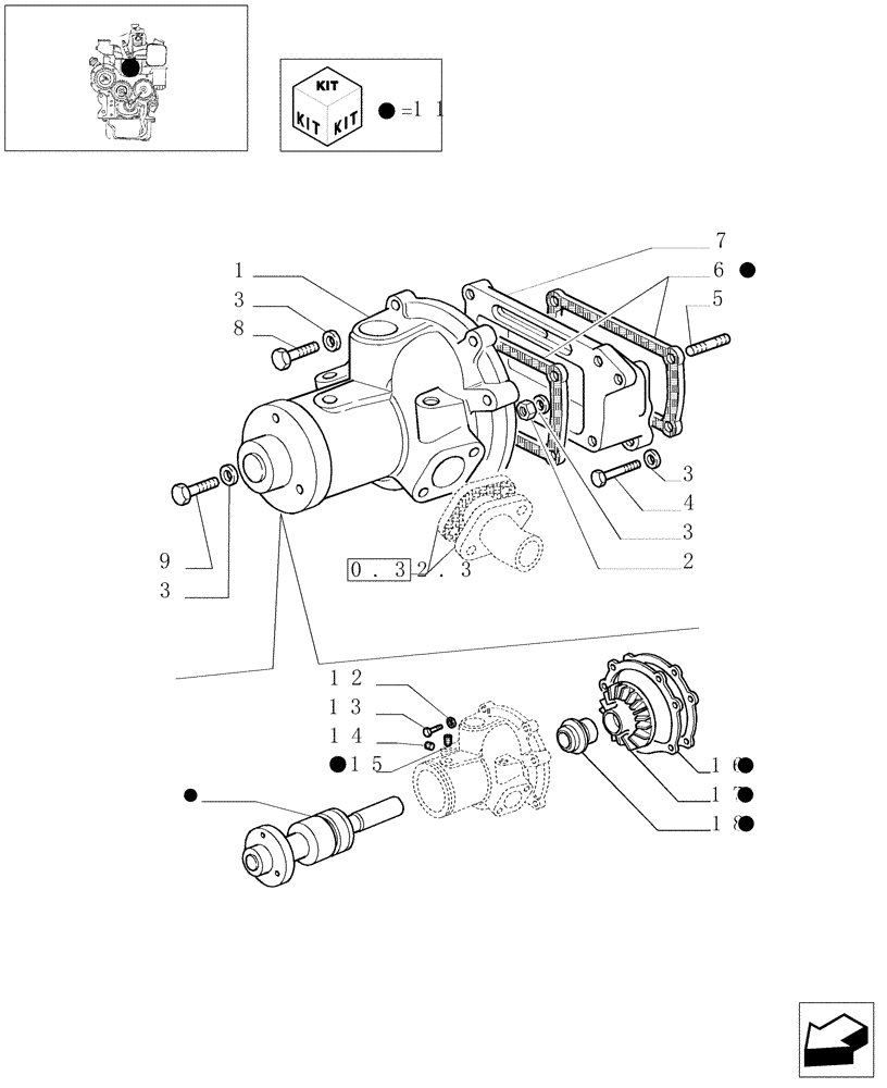 Схема запчастей Case IH 8045.05.406 - (0.32.0) - ENGINE, WATER PUMP (4813519) 
