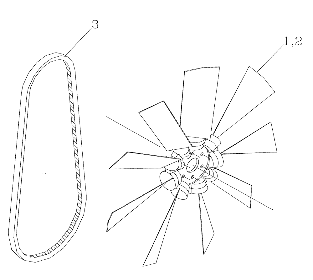 Схема запчастей Case IH 7700 - (C02[09]) - COOLING FAN AND DRIVE BELT {3306} Engine & Engine Attachments