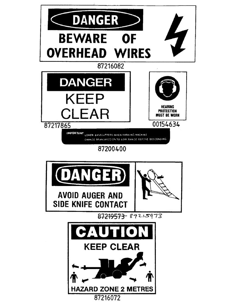 Схема запчастей Case IH 7000 - (A00-01) - GENERAL, SAFETY DECALS (00) - GENERAL