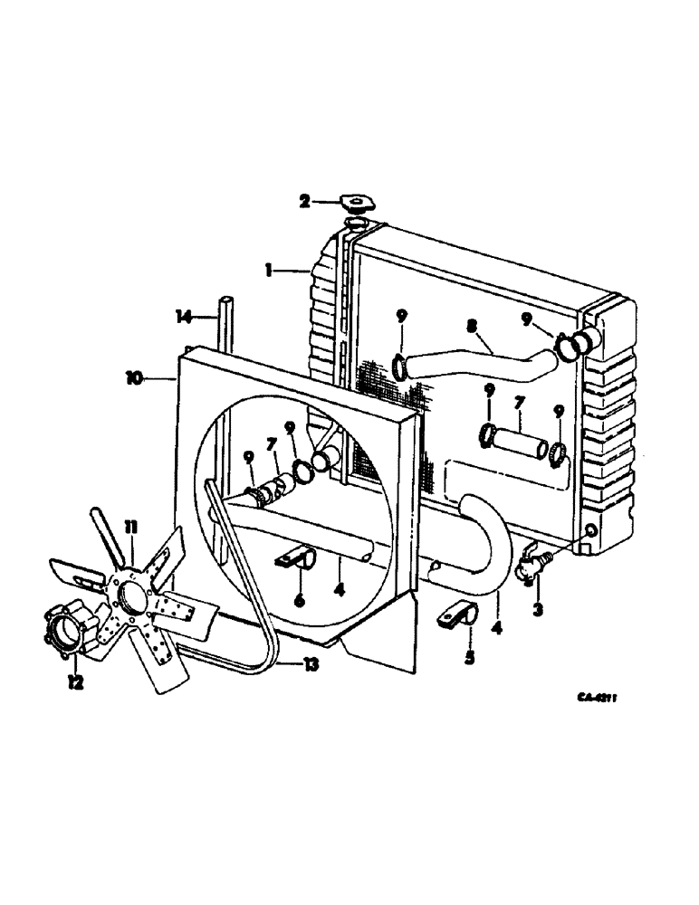 Схема запчастей Case IH 95 - (06-2) - COOLING, RADIATOR, FAN AND CONNECTIONS Cooling