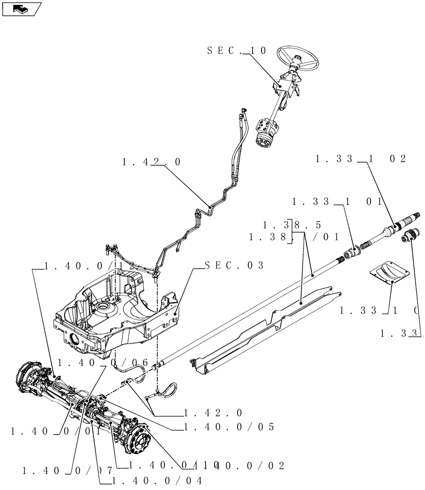 Схема запчастей Case IH MAXXUM 130 - (SEC. 04) - FRONT AXLE & STEERING (00) - GENERAL