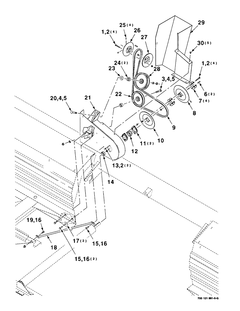 Схема запчастей Case IH 8220 - (5-16) - 30 FOOT DRAPER DRIVE ASSEMBLY, RIGHT, SERIAL NUMBER CFH0066001 THRU CFH0066007 (58) - ATTACHMENTS/HEADERS
