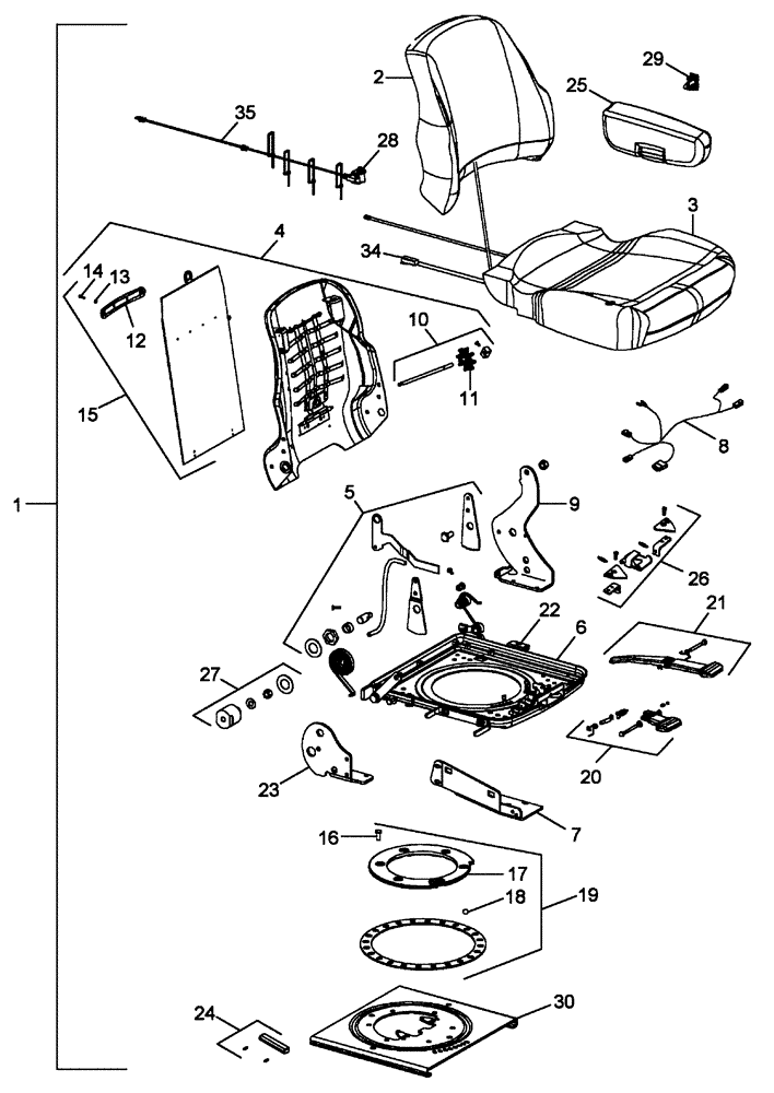 Схема запчастей Case IH SPX4410 - (01-013) - CUSHION ASSEMBLY, SEAT "JAN 2005 AND BEYOND" Cab Interior