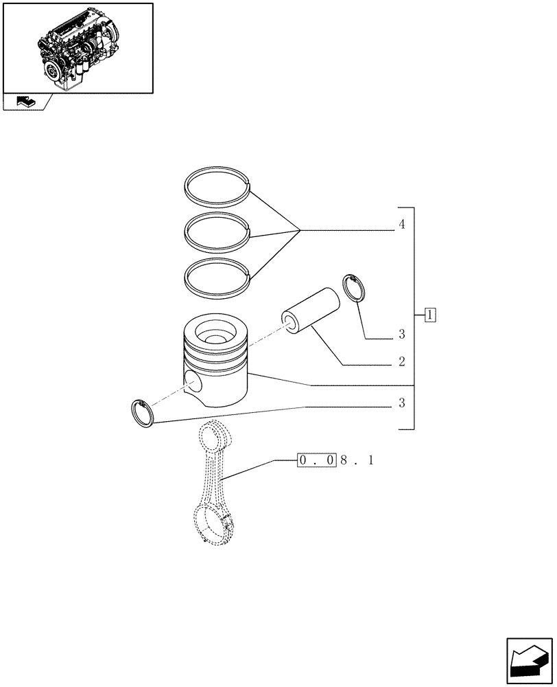 Схема запчастей Case IH F3CE0684E E004 - (0.08.2) - PISTON - ENGINE (504094077) 