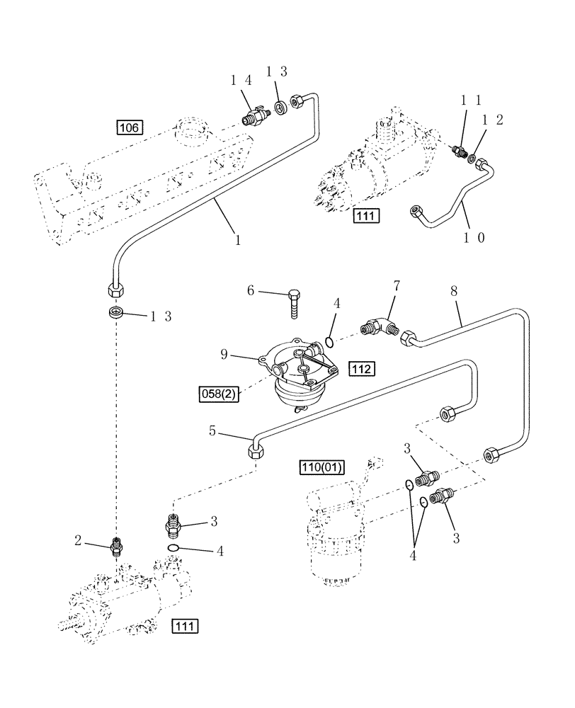 Схема запчастей Case IH WDX901 - (109) - ENGINE, FUEL SYSTEM LINES (10) - ENGINE