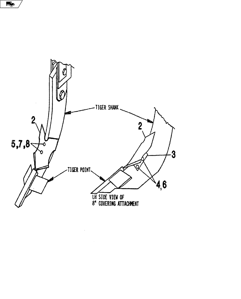 Схема запчастей Case IH TIGER - (75.200.03) - 8" COVERING ATTACHMENT (75) - SOIL PREPARATION