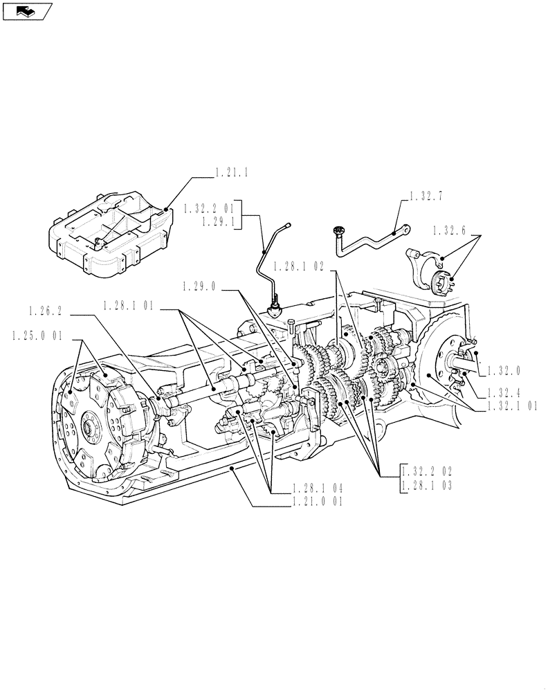 Схема запчастей Case IH FARMALL 60 - (SEC. 03) - TRANSMISSION (00) - GENERAL