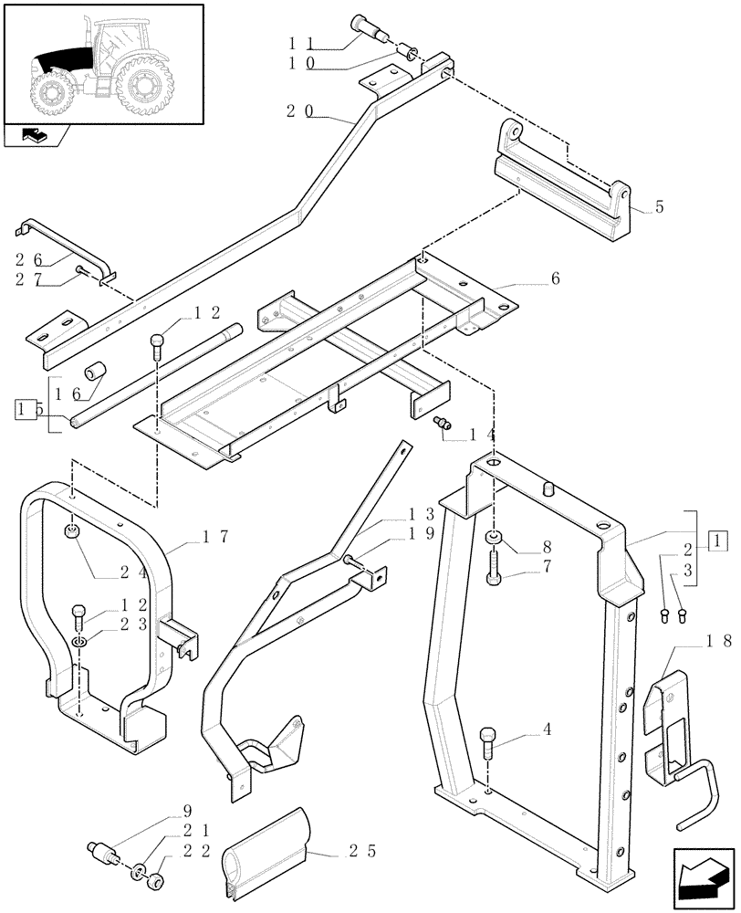 Схема запчастей Case IH PUMA 165 - (1.83.0[03]) - HOOD - SUPPORTS - C6996 (08) - SHEET METAL