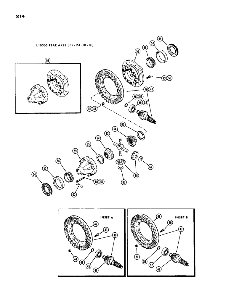 Схема запчастей Case IH 1200 - (214) - L10305 REAR AXLE DIFFERENTIAL, CONTINUED, 19.03 RATIO WITH CARDON JOINT (06) - POWER TRAIN