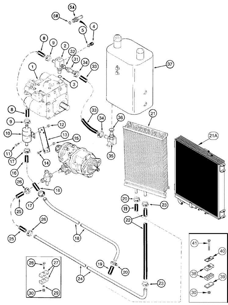 Схема запчастей Case IH 2366 - (08-05) - OIL COOLER SYSTEM - ALL CORN AND GRAIN COMBINES AND RICE COMBINE ASN JJC0255700 (07) - HYDRAULICS