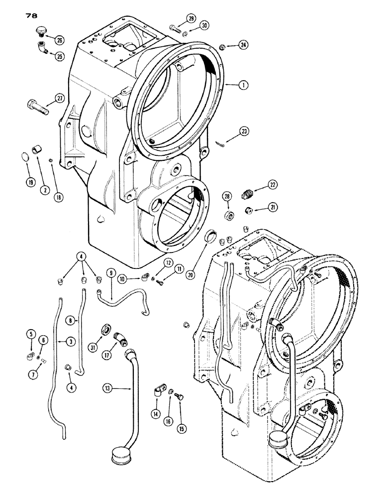 Схема запчастей Case IH 1200 - (078) - TRANSMISSION CASE AND OIL TUBES (06) - POWER TRAIN