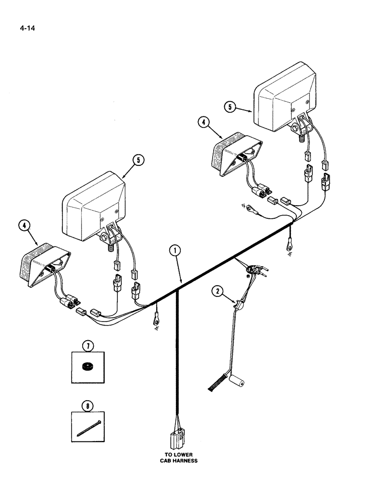 Схема запчастей Case IH 3594 - (4-014) - REAR COMPONENT HARNESS (04) - ELECTRICAL SYSTEMS